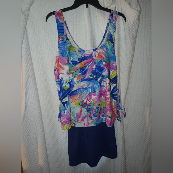 Maxine of Hollywood Tropical Standard Scoop Neck Tankini One Piece Swimsuit 22W - Picture 1 of 11